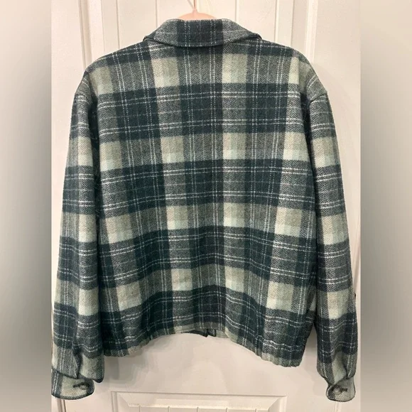 Vtg Pendleton Women's Green Plaid Jacket 100% Virgin Wool XL - Picture 6 of 6